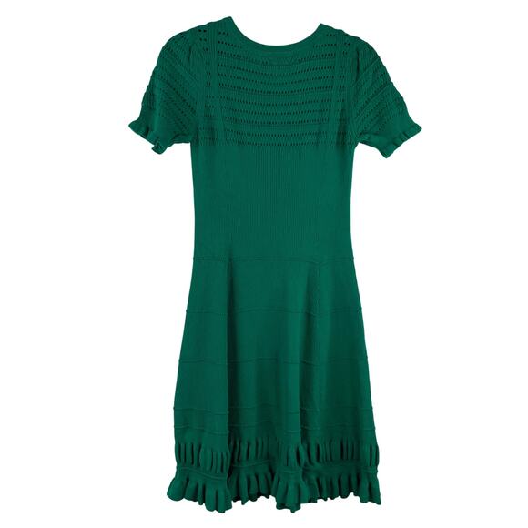 Maeve By Anthropologie Kelly Green Knit Fitted Retro Dress size Medium - Picture 6 of 12